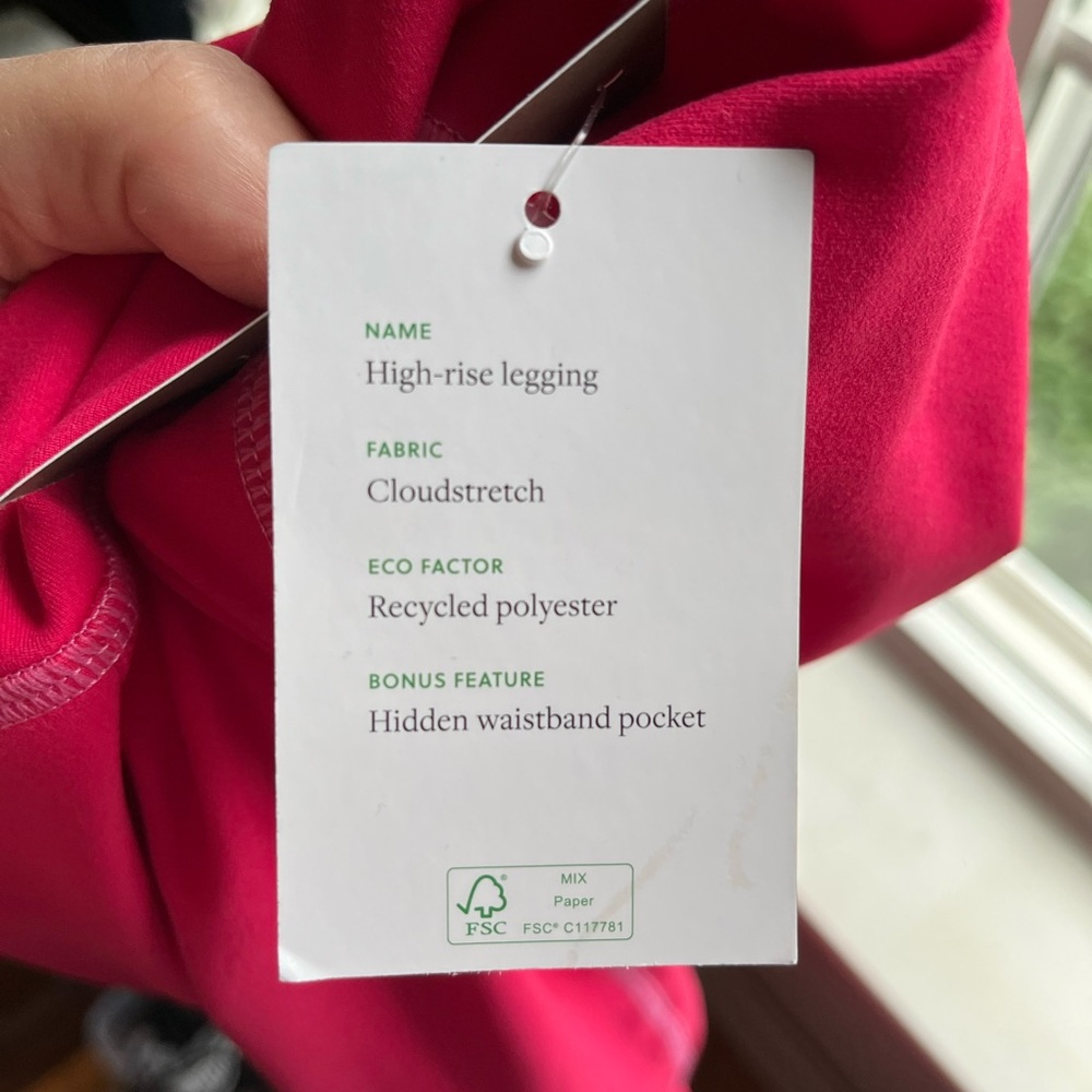 J crew leggings, cloud stretch, hidden waistband pocket size, large pink - Picture 5 of 6